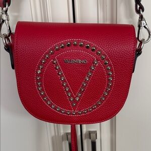 Valentino Red Crossbody Bag with Silver Studs